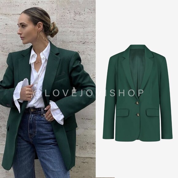 Academia | Curvy Sz 2X! Emerald Green Blazer | Preppy Collegiate Fall Layers - Picture 1 of 6